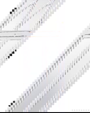 Oglinda fereastra Shabby Chic din lemn masiv alb