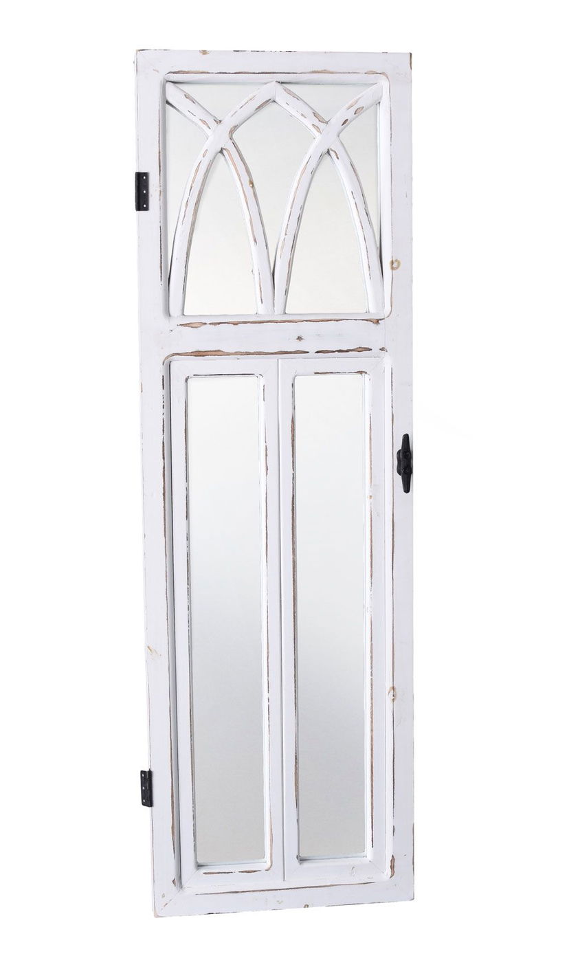 Oglinda fereastra Shabby Chic din lemn masiv alb