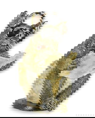 Buldog pe toaleta-statueta din rasini