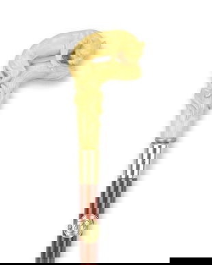 Baston din lemn mahon cu maner pantera