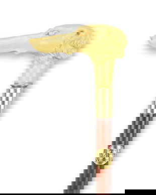 Baston din lemn mahon cu maner cap de caine