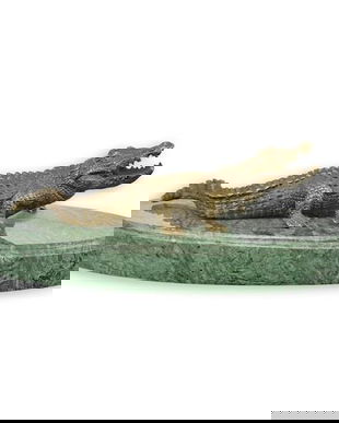 Crocodil-statueta din bronz cu un soclu din marmura