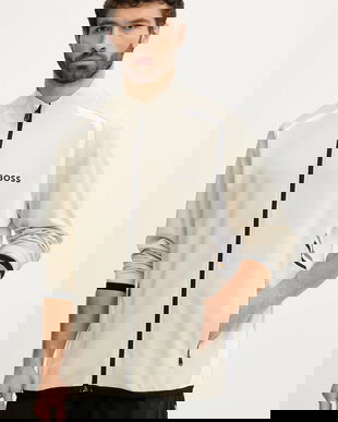 BOSS Green bluză SW_TOC Spin FZ culoarea bej, cu model, 50554402