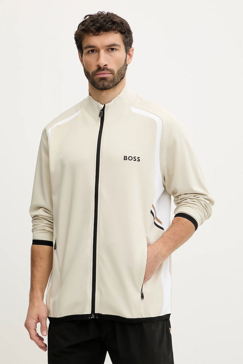 BOSS Green bluză SW_TOC Spin FZ culoarea bej, cu model, 50554402