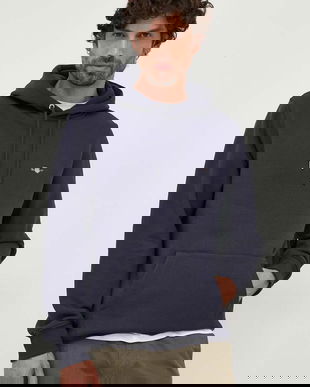 Gant bluza barbati, culoarea albastru marin, cu glugă, neted