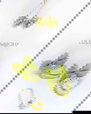 Cercei 3 in1, Farfalle Pasta Pop Bijuterii Unicat LIL.LU.BIJOUX