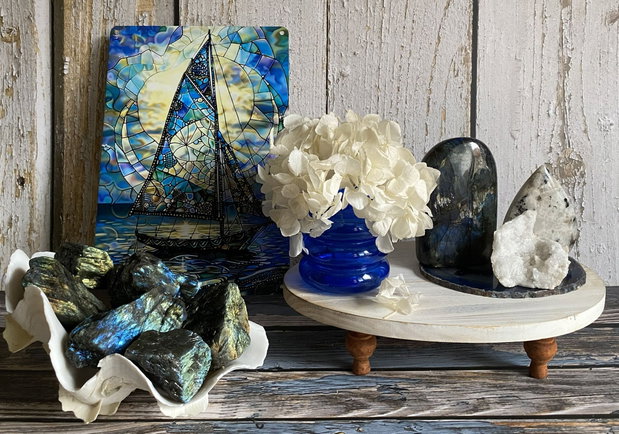 Set Cristale - Labradorit&Piatra Lunii&Cuart Alb - Decoratiune Pietre Semipretioase