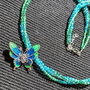 Colier argint X3 labradorit verde calcedonie albastra verde charm argint emailat fluture asimetric nuante minimalist boho chic trendy -Transport gratuit