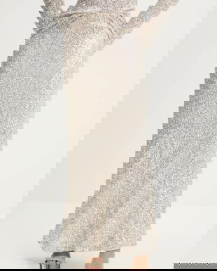 Bruuns Bazaar fustă culoarea argintiu, maxi, drept, BBW4195