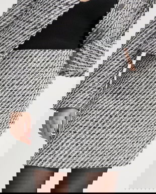 Gestuz fustă din amestec de lână culoarea alb, mini, creion, 10909602