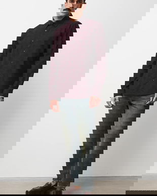 Medicine camasa din bumbac culoarea bordo, cu guler clasic, regular