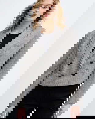 Sisley sacou culoarea negru, cu doua rânduri de nasturi, 2D12LW03P