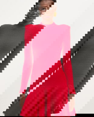 Retrofete rochie Sydonie culoarea rosu, mini, evazati, FW24-9733