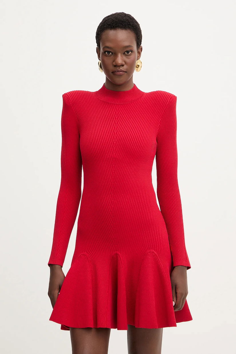 Retrofete rochie Sydonie culoarea rosu, mini, evazati, FW24-9733