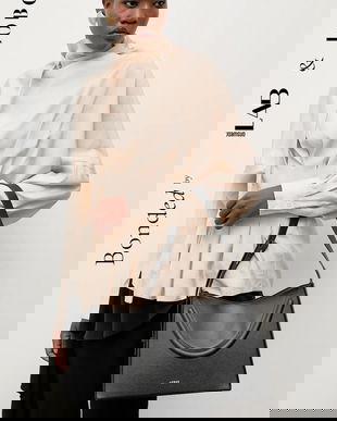 Bonded by Answear.LAB & LOBOS geanta de mână din piele întoarsă culoarea negru