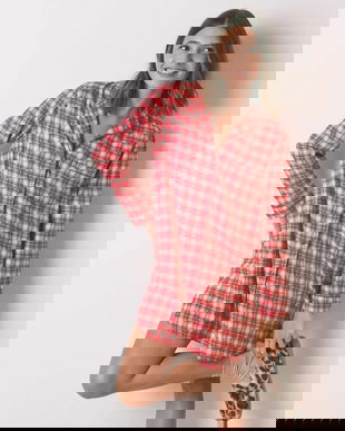 women'secret cămașă de noapte din bumbac culoarea roșu, 4442121