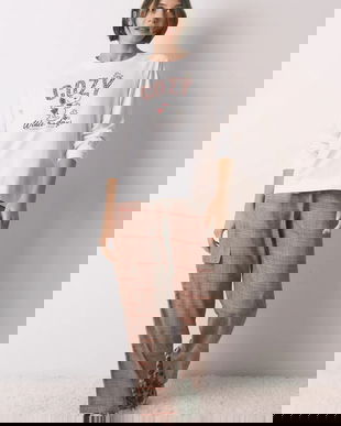 women'secret pijamale de bumbac SNOOPY culoarea bej, bumbac, 3132215