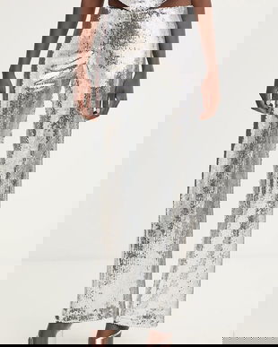 Haveone pantaloni culoarea argintiu, lat, high waist, PGE-P259