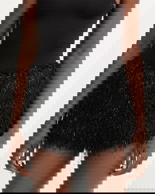 Haveone pantaloni scurți culoarea negru, uni, medium waist, PGE-P255