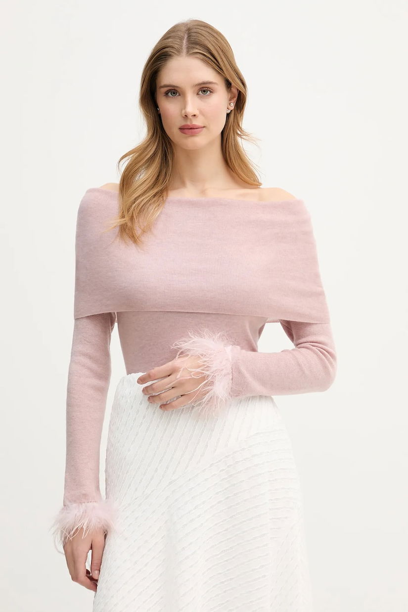 Pedro del Hierro pulover din amestec de lână culoarea roz, light, 3512923