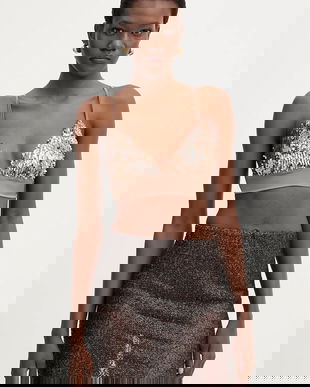 Haveone top culoarea maro, cu imprimeu, RMA-P053