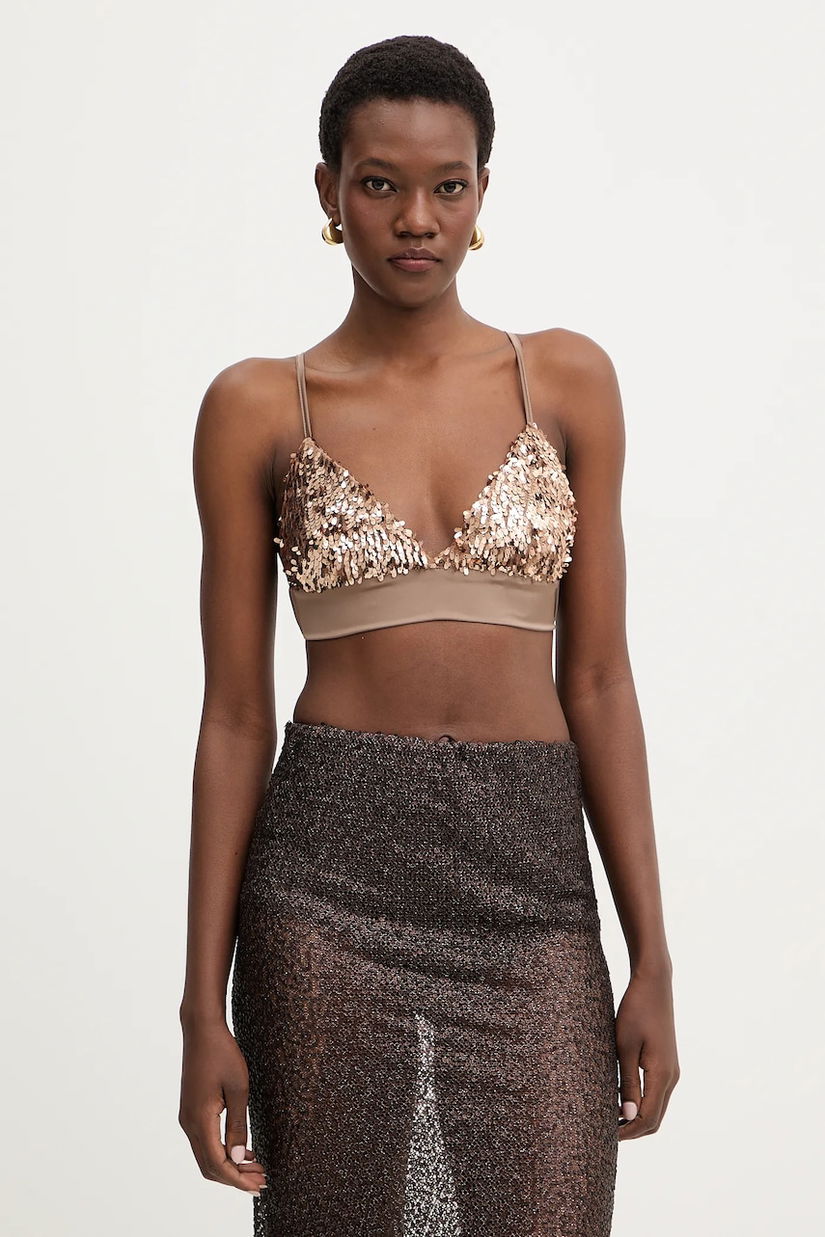 Haveone top culoarea maro, cu imprimeu, RMA-P053