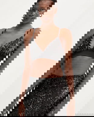 Haveone top culoarea negru, cu imprimeu, RMA-P053