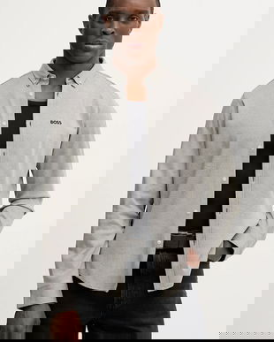 BOSS Green cămașă din bumbac ST_Motion L culoarea verde, cu guler button-down, regular, 50555946