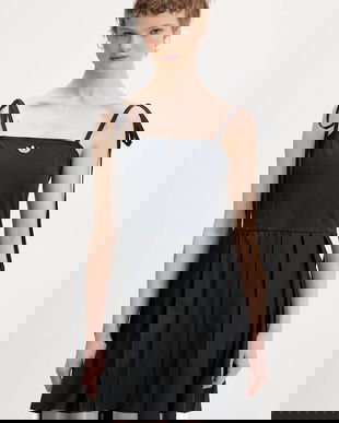 adidas Originals rochie Pleated Dress culoarea negru, mini, evazați, JW0115