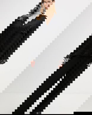 BOSS pijama Blossom Long Set culoarea negru, 50557156