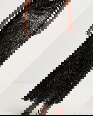 Haveone fustă culoarea negru, maxi, evazați, GMA-P120