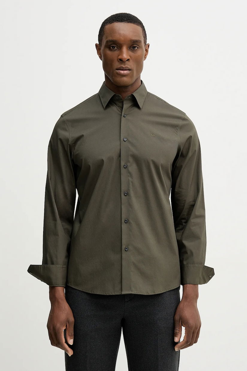 Michael Kors cămașă culoarea verde, cu guler clasic, regular, CF5409T4CZ