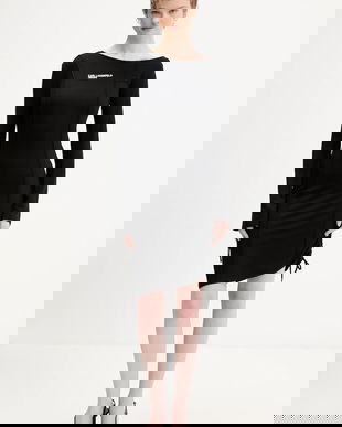 Karl Lagerfeld Jeans rochie culoarea negru, midi, mulată, B1W13045