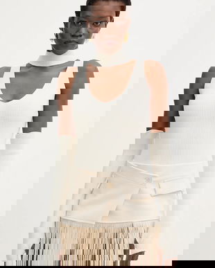 Haveone vestă culoarea bej, light, cu turtleneck, MFP-P162