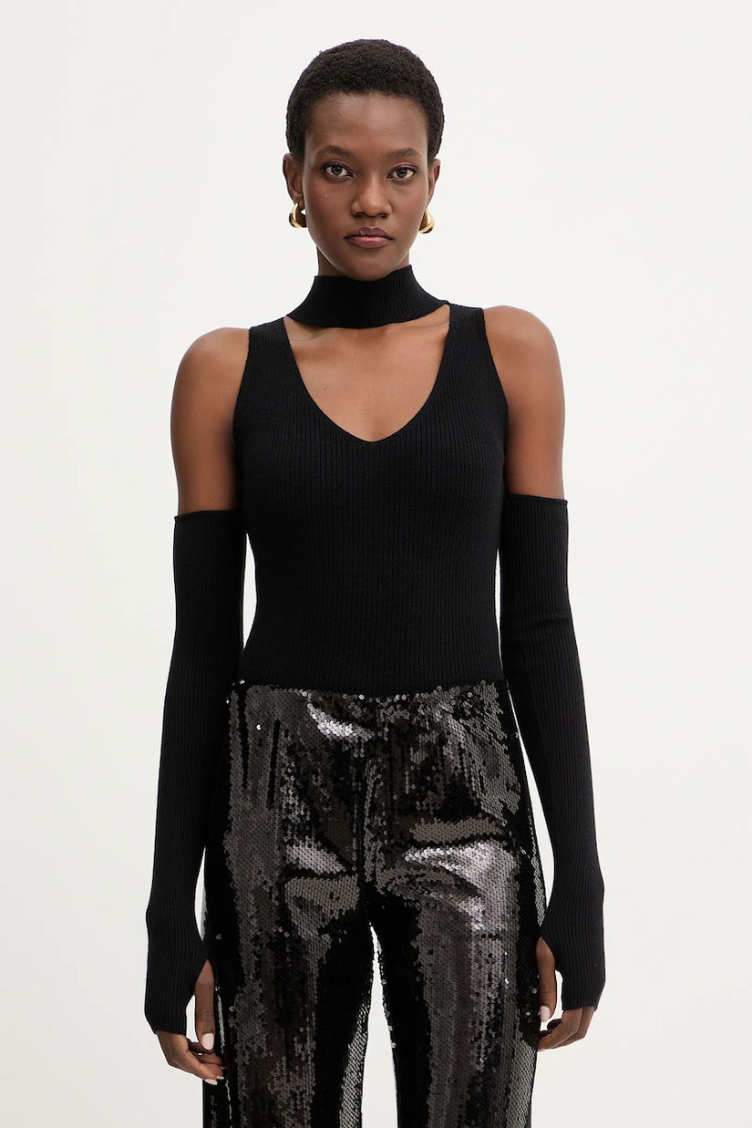 Haveone vestă culoarea negru, light, cu turtleneck, MFP-P162