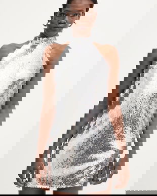 Haveone rochie culoarea argintiu, mini, mulată, AGE-P076