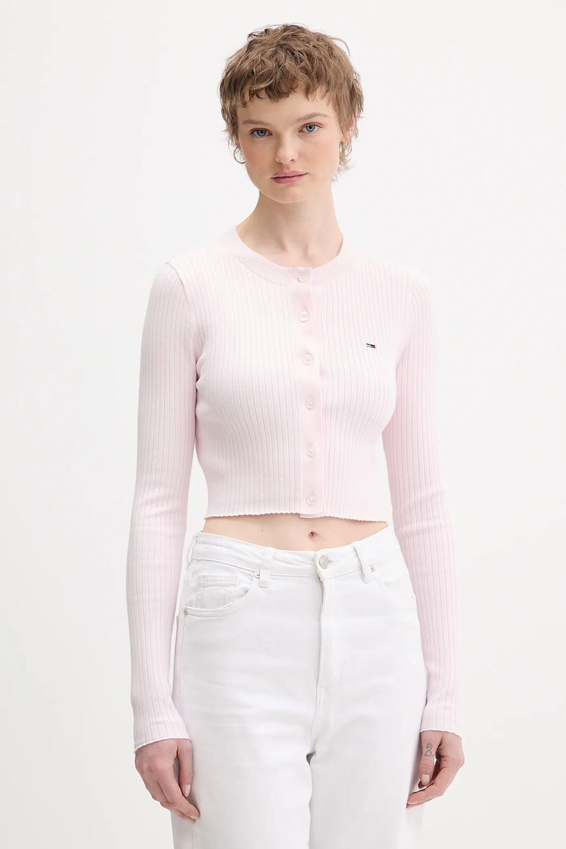 Tommy Jeans cardigan copii culoarea roz, light, DW0DW22023