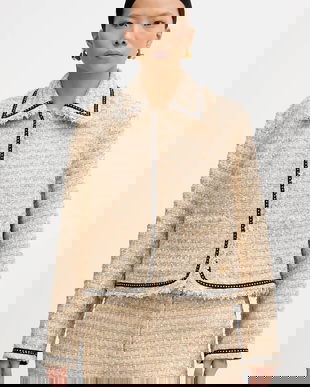 Karl Lagerfeld sacou culoarea bej, un singur rând de nasturi, melanj, B1W14004