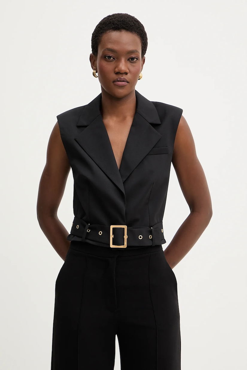 Karl Lagerfeld vestă din amestec de lână culoarea negru, un singur rând de nasturi, B1W14009