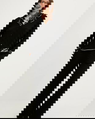 Karl Lagerfeld pijama culoarea negru, B1W45010