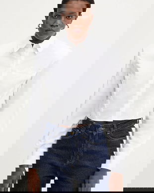 Karl Lagerfeld cămașă din bumbac culoarea alb, cu guler clasic, relaxed, B1W11034