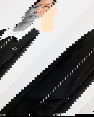 Karl Lagerfeld bluză culoarea negru, cu imprimeu, B1W20007