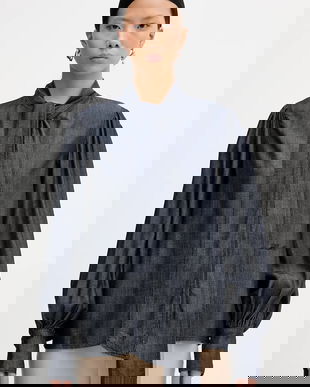 Karl Lagerfeld hanorac din denim FLUID DENIM culoarea bleumarin, uni, B1W11025