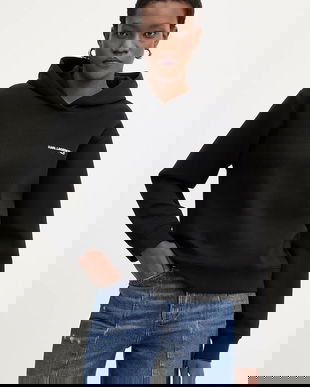 Karl Lagerfeld bluză culoarea negru, cu imprimeu, B1W20023