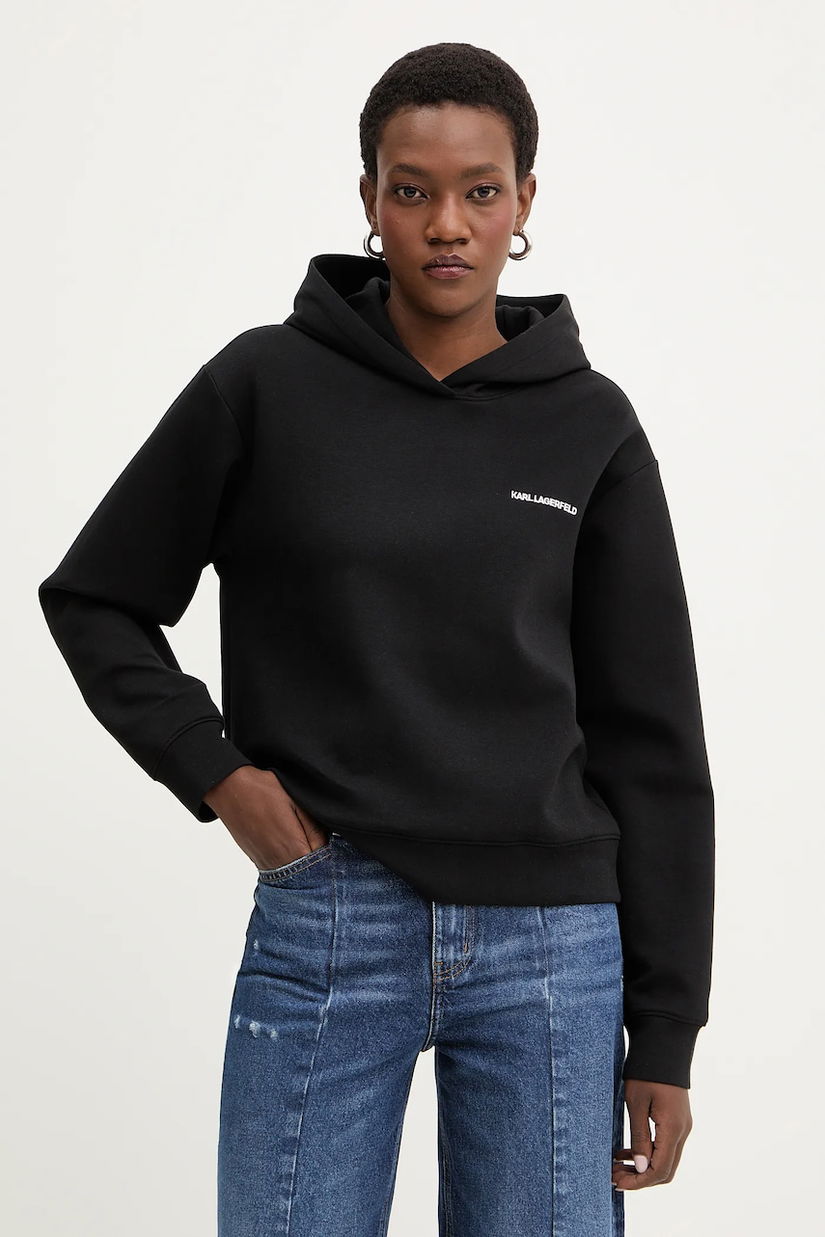 Karl Lagerfeld bluză culoarea negru, cu imprimeu, B1W20023