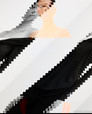 Karl Lagerfeld bluză culoarea negru, uni, B1W17009