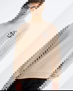 Karl Lagerfeld Jeans bluză culoarea bej, cu imprimeu, B1M20050