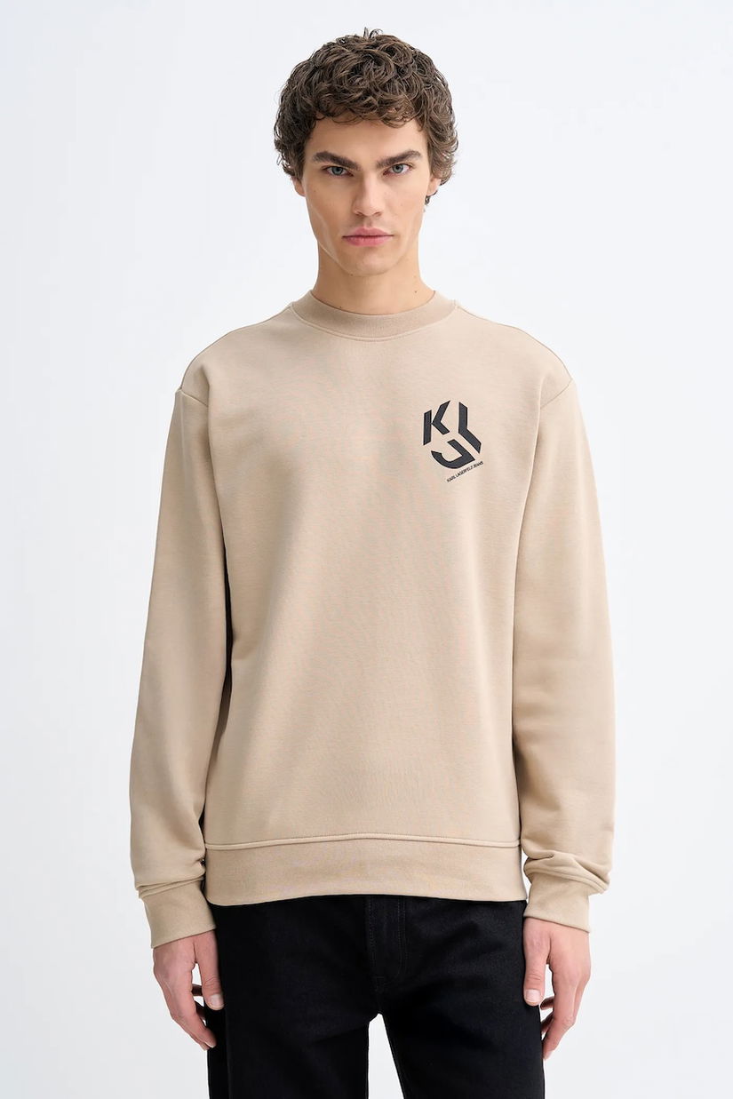 Karl Lagerfeld Jeans bluză culoarea bej, cu imprimeu, B1M20050