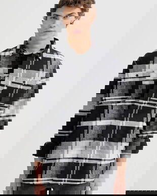 Karl Lagerfeld Jeans cămașă din bumbac culoarea gri, cu guler clasic, regular, B1M16010