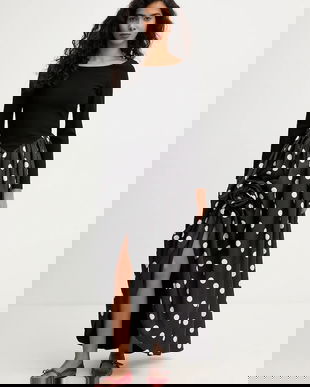 The Sleeper rochie culoarea negru, maxi, evazați, ARDR10G097R